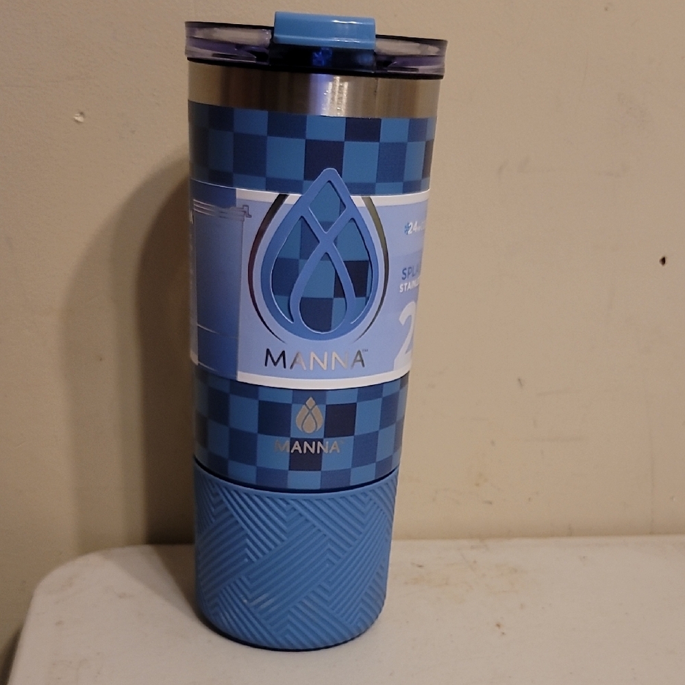 Anna Checkered Blue Stainless Steel Tumbler